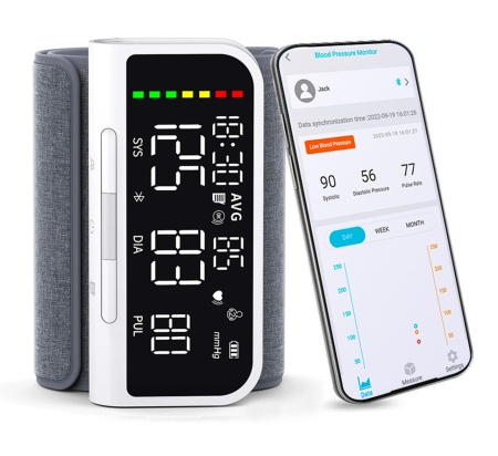 Tensiometru Fara Fir SeveShop pentru Uz Casnic, Reincarcabil, Usor de Utilizat, Cu Aplicatie Gratuita pentru iOS/Android, Apple Health si Google Fit, Monitorizare Tensiune Arteriala Precisa cu Display LED, Design Ergonomic si Elegant, Alb Lucios - Img 5