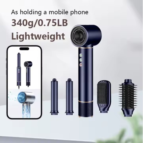 Uscator de Par Profesional, SeveShop®, Aparat Coafat 5 in 1, Feon, Ondulator Automat, 3 Trepte Temperatura, 2 Viteze, Perie Volum, Perie Dreapta, Perie Clasica, Ionizare Anti Frizz, Uscare Rapida, Design Compact Portabil, Mov - Img 4