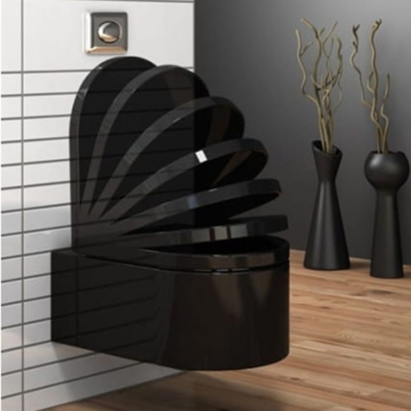 Vas WC PRO LORENT BLACK, suspendat, ceramica sanitara, 55 x 36 x 34.5 cm, Capac Soft-Close Inclus, Negru - Img 2