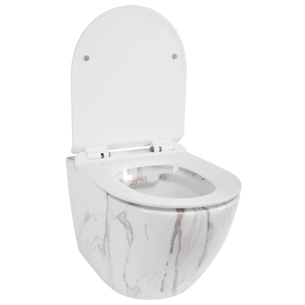 Vas WC REA CARLOS AIAX, Suspendat, Ceramica Sanitara, 49.5 x 37 x 32 cm, Alb imitatie piatra - Img 3