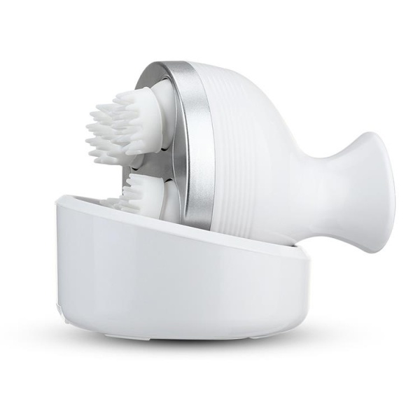 Aparat pentru Masaj Capilar SeveShop, Masaj Scalp, Rezistent la Apa, Capete din Silicon, Stimuleaza Cresterea Parului si Imbunatateste Circulatia Sanguina, Vibromasaj Relaxant, Anti-Stres si Calmare, Usor de Folosit, Design Ergonomic, Alb - Img 2