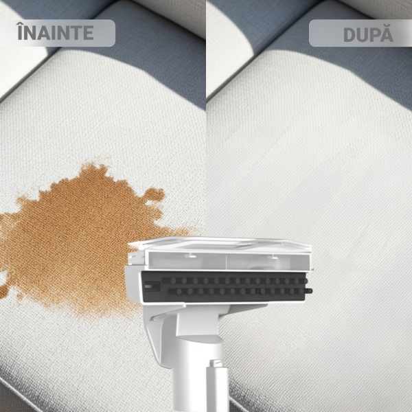 Aspirator Cu Spalare 3 In 1, SeveShop® C3, Aspirator Cu Extractie Pentru Tapiterii Si Covor, Putere 450W, Aspirator Cu Rezervor Dublu 1L + 0.5L, Putere De Aspirare 12000Pa, Motor Cu Perii, Zgomot ≤80dB, Compact, Portabil, Ideal Auto, Canapea, Gri - Img 6