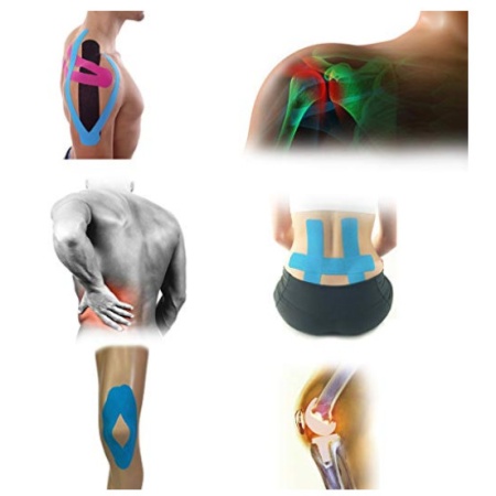 Banda Kinesiologica, Kinesio Tape - ODYSSEY LIFE, pretaiata, impermeabila pentru ameliorarea durerii, rola cu 20 benzi de 25 cm lungime, culoare Roz - Img 4