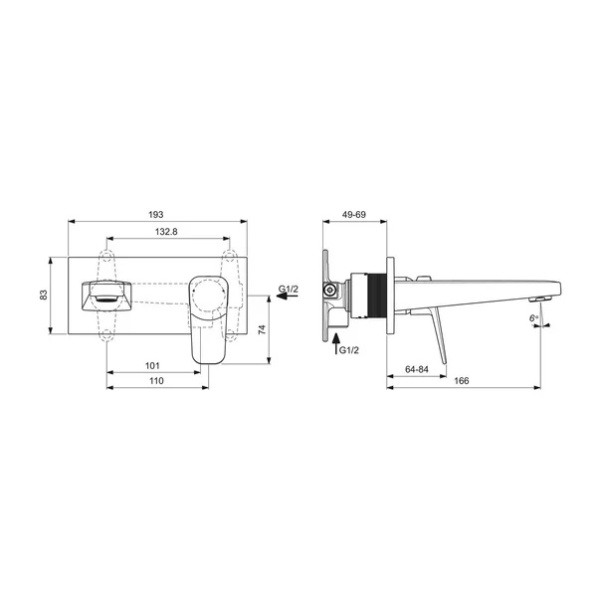 Baterie lavoar incastrata Ideal Standard Ceraplan negru mat fara corp ingropat - Img 3