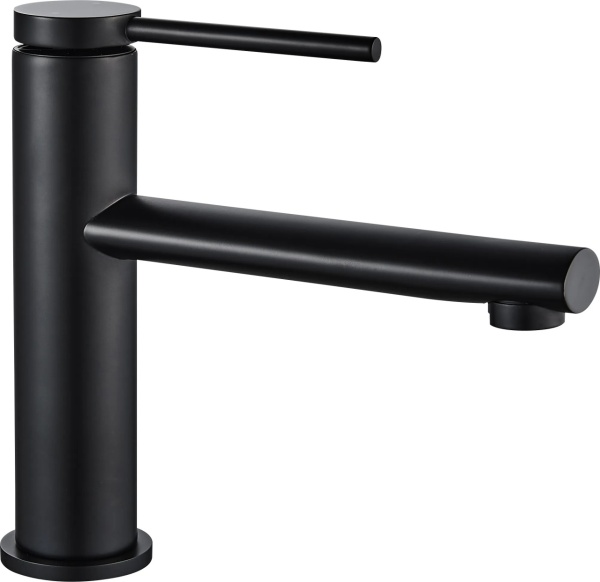 Baterie Lavoar REA OVAL BLACK LOW, Montaj Pe Blat, Capat Fix, Monocomanda, Inaltime 18 Cm, Culoare Negru, Finisaj Mat - Img 6