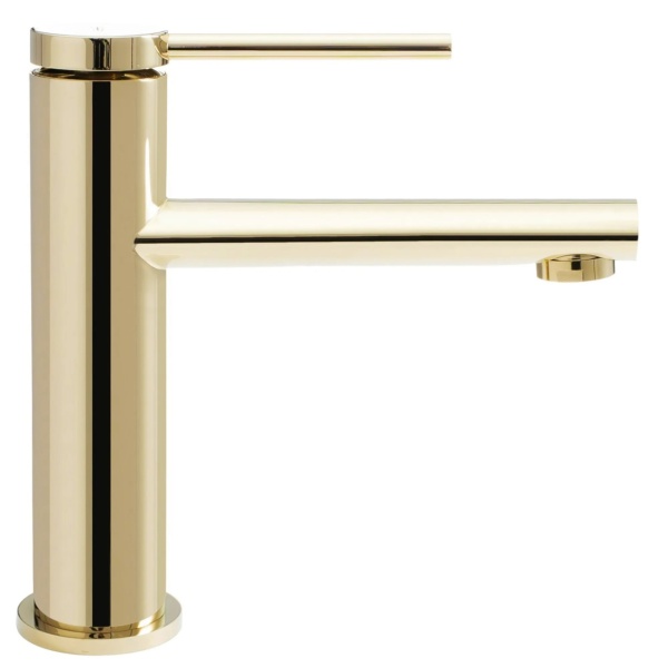 Baterie Lavoar REA OVAL GOLD LOW, Montaj Pe Blat, Capat Fix, Monocomanda, Inaltime 18 Cm, Auriu - Img 2