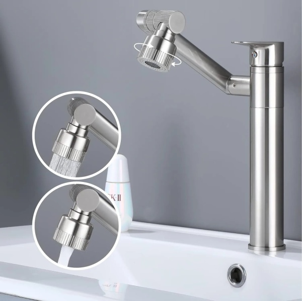 Baterie pentru baie Rea PACO Nickel Brush INOX High - Img 3