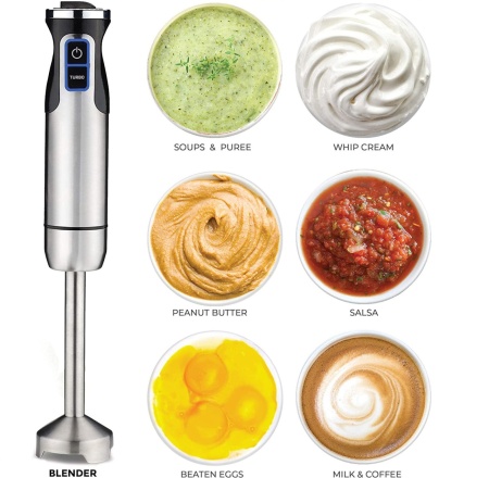 Blender 5 in 1 SeveShop 1000W, Mixer Vertical Profesional, 12 Trepte de Viteza, Smart Blending, Multifunctional pentru Macinare, Pasare, Amestecare, Tocare si Mixare Oua, Design Ergonomic, Accesorii Incluse, Capacitate 600ml, Argintiu - Img 3