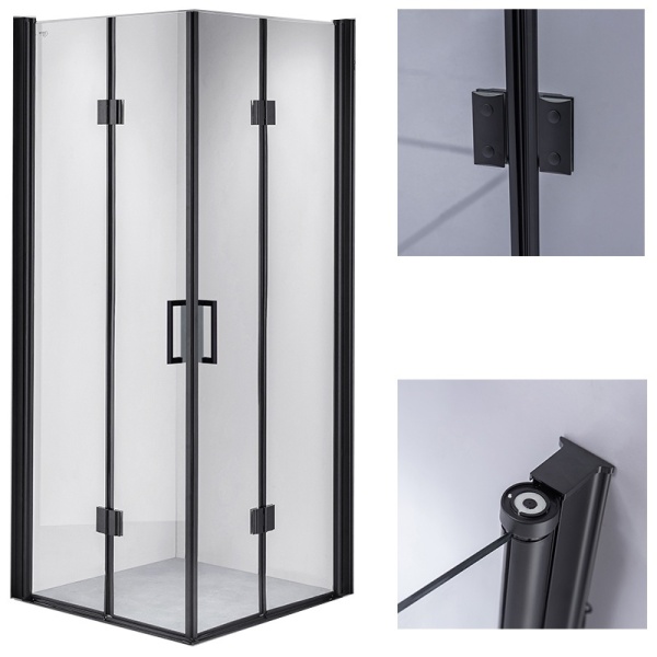 Cabina de dus BS05C Patrata, Design Modern 100x100cm, Culoare Negru - Img 2