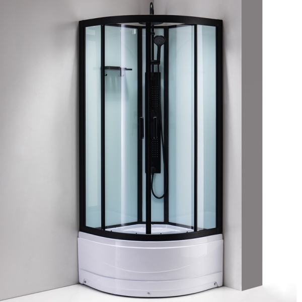 Cabina de dus cu hidromasaj, rame negre cadita alba Nina 90 x 90 cm - Img 2