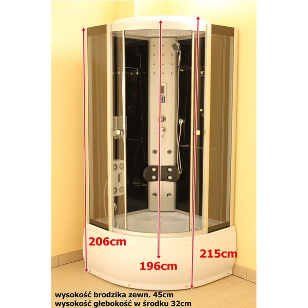 Cabina de dus cu hidromasaj si sauna WSH7080S, Dimensiune 80x80 cm - Img 9