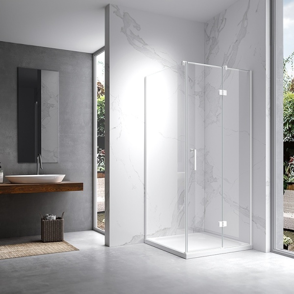 Cabina de dus KZ01D Patrata, Design Modern 100x100cm, Culoare Alb - Img 2