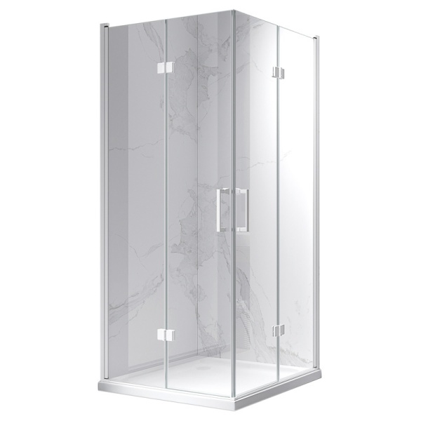 Cabina de dus KZ08C Patrata, Dimensiune 90x90cm, Usi Pliabile, Culoare Alb - Img 2