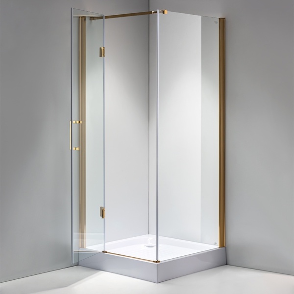 Cabina de dus KZ1390A Patrata, Design Modern 80x80cm, Culoare Auriu - Img 2