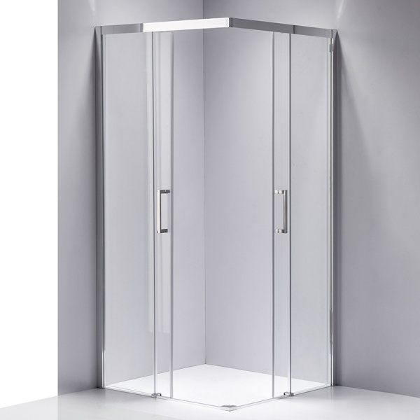 Cabina de dus KZ90B Patrata 90x90cm, Design Modern Crom + Cada de dus Riko, Culoare Negru - Img 2