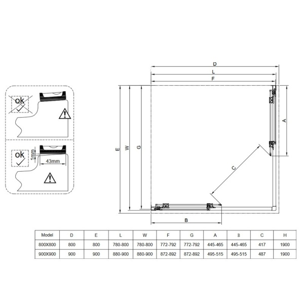 Cabina de dus NOVA Super slim, Dimensiune 90X90cm, Sticla securizata 6mm, Culoare Crom - Img 3
