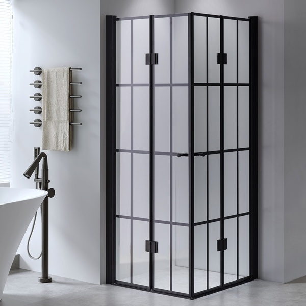 Cabina de dus Patrata BS08B , Design Modern 90x90cm, Culoare Negru - Img 3