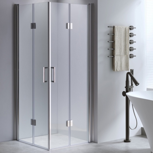 Cabina de dus patrata din sticla securizata rama cromata KZ1270A 70x70 cm - Img 3
