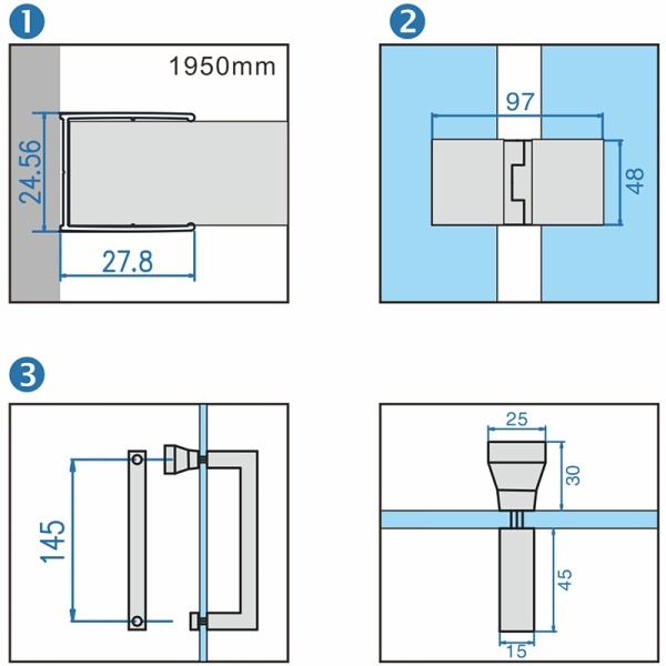 Cabina de dus patrata KZ08C, Usi pliabile, Dimensiune 90x90cm, Culoare Auriu Periat - Img 5