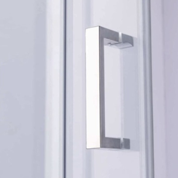 Cabina de dus Patrata KZ1290B, Dimensiune 90x90cm, Culoare Crom+Cadita de dus ST02B neagra - Img 5