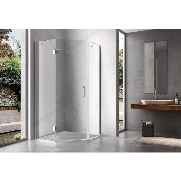 Cabina de dus pentagonala cu rame cromate si sticla securizata KZ10 C 100x100 cm - Img 5
