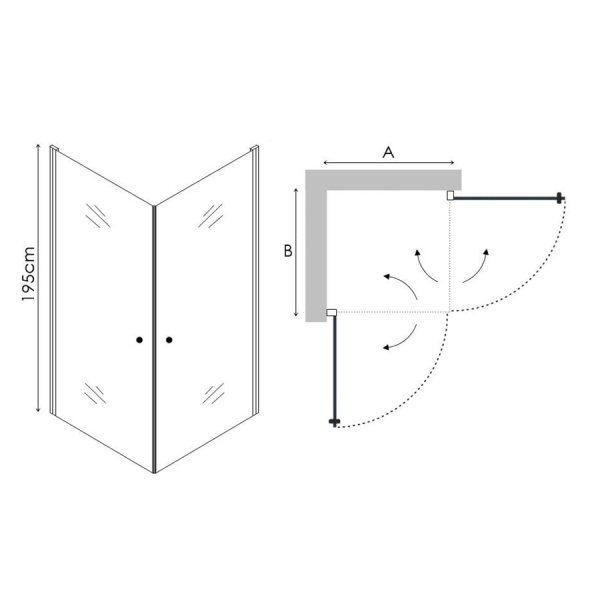 Cabina De Dus PRO ERA ATLANTA DUO , Dimensiuni La Alegere, Deschidere Dubla, Grosime Sticla 6/8 mm, Set Montaj Inclus - Img 2
