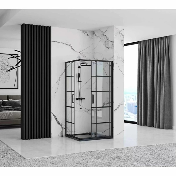 Cabina de dus Rea Concept Black 90x90 cm - Img 3