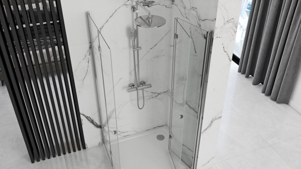 Cabina de dus Rea Fold N2, Dimensiune 80x80cm, Culoare Crom - Img 3