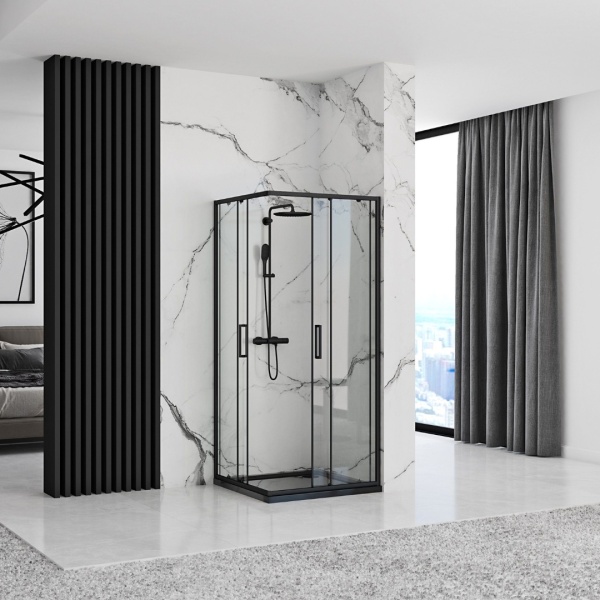 Cabina de dus Rea Punto, Dimensiune 90x90cm, Culoare Negru - Img 6
