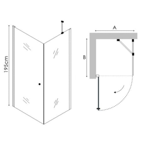 Cabina De Dus Rectangulara PRO AMARO, dimensiuni la alegere, Sticla Securizata 6 Mm, Inaltime 195 Cm - Img 4