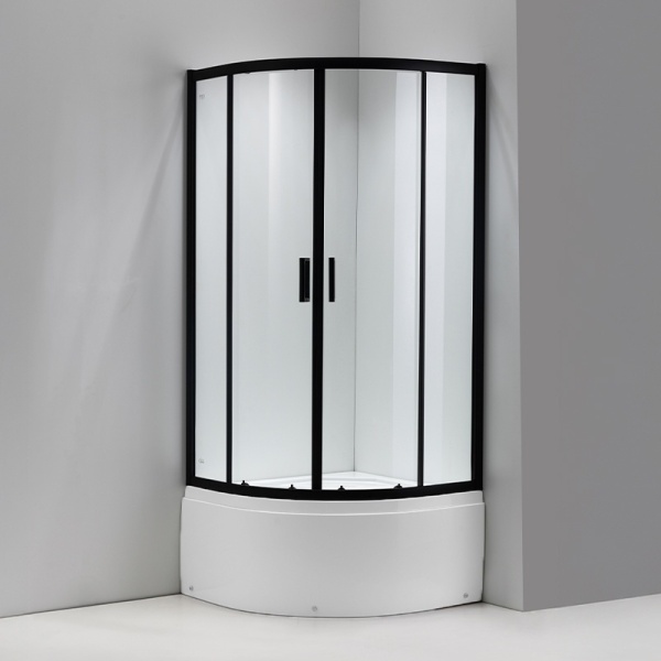 Cabina de dus semirculara cu rame negre si cadita inalta MAJA 80 x 80 cm - Img 4