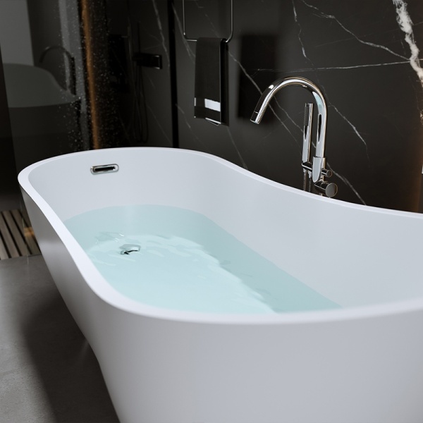 Cada de baie FORTE 520B, Dimensiune 160x75cm, Culoare Alb, Deversor Crom - Img 5