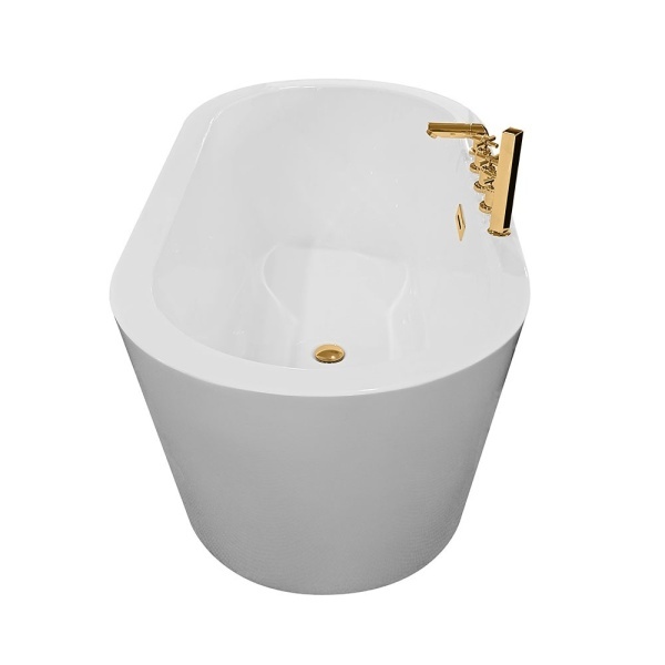 Cada de baie freestanding cu baterie aurie 148X75X58cm - Img 5