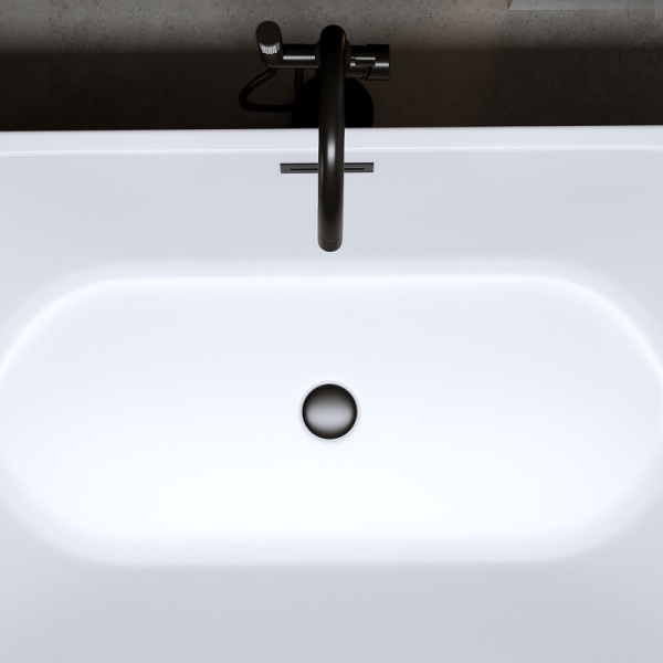 Cada de baie LENA 527C, Dimensiune 160x75cm, Culoare Alb, Deversor Negru - Img 4