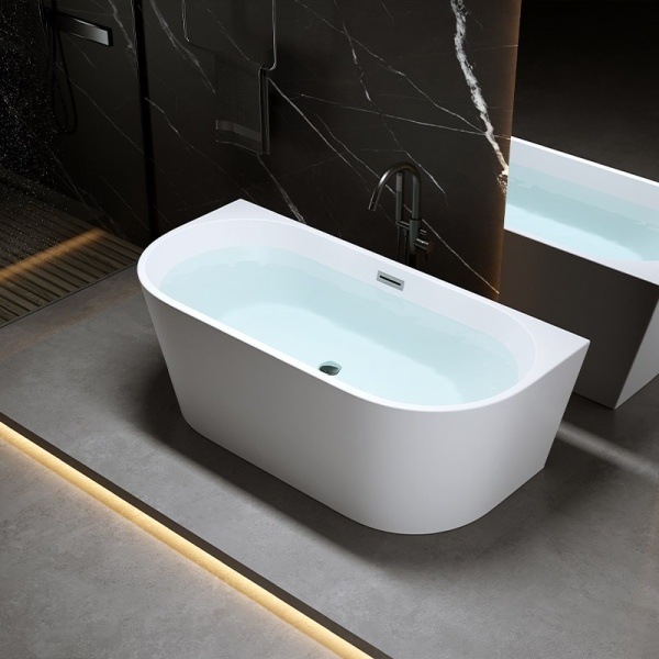 Cada de baie LENA 527D, Dimensiune 170x75cm, Culoare Alb, Deversor Crom - Img 4
