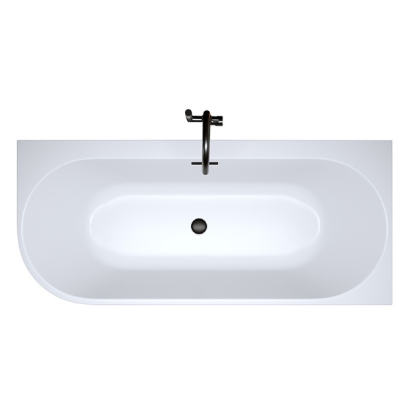 Cada de baie MERA 509C,/Dreapta, Dimensiune 160x75cm, Culoare Alb, Devesor Negru - Img 2