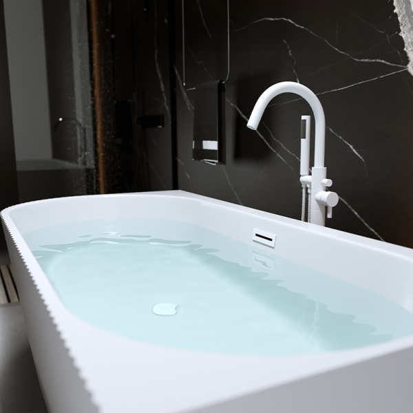 Cada de baie RIO 504A, Dimensiune 140x75cm/Dreapta, Design Elegant, Culoare Alb, Deversor Alb - Img 3