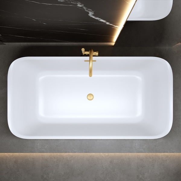 Cada de baie Viana 511C 170x80cm, Culoare Alb, Deversor Auriu Periat - Img 2