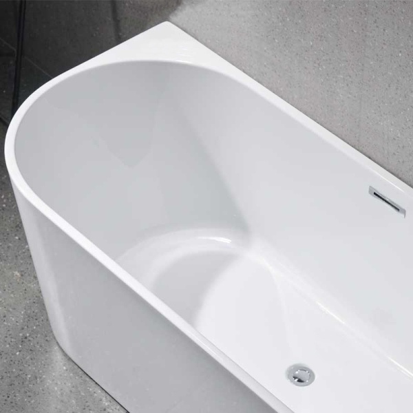 Cada de perete suport Lena527B, Culoare Alb 150x75cm, Deversor Crom - Img 8