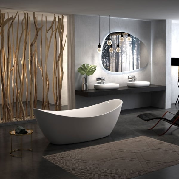 Cada freestanding Florida, Flora 173.5, ovala, cu picioare si instalatie completa, alb - Img 4