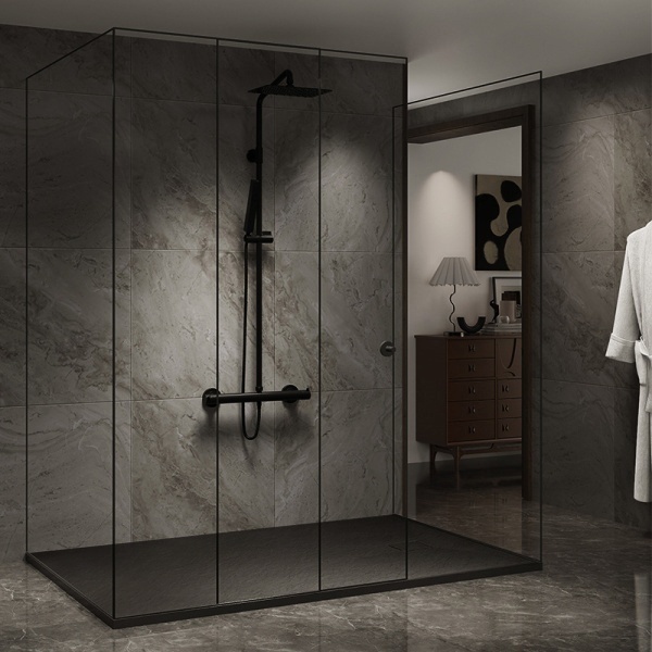 Cadita de dus dreptunghiulara slim cu finisaj mat Riko 140 x 80 cm neagra - Img 6