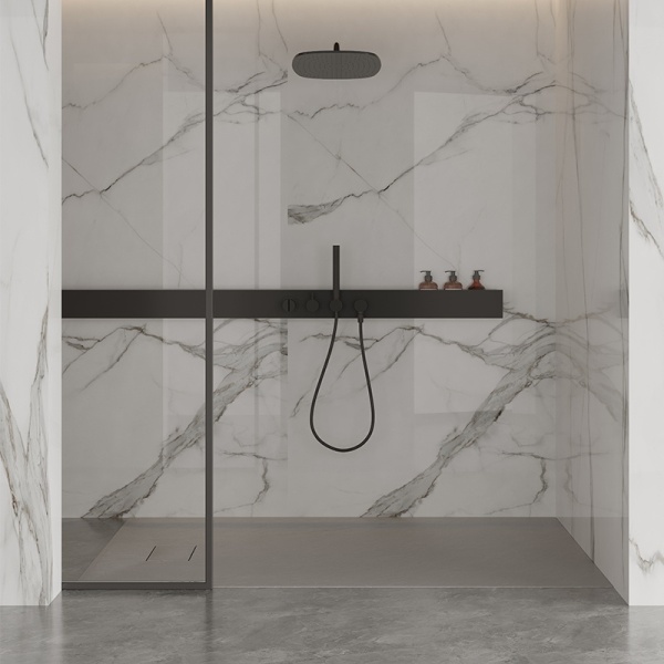 Cadita de dus JUKO Slim, Structura de piatra 100x80cm, Culoare Gri - Img 7