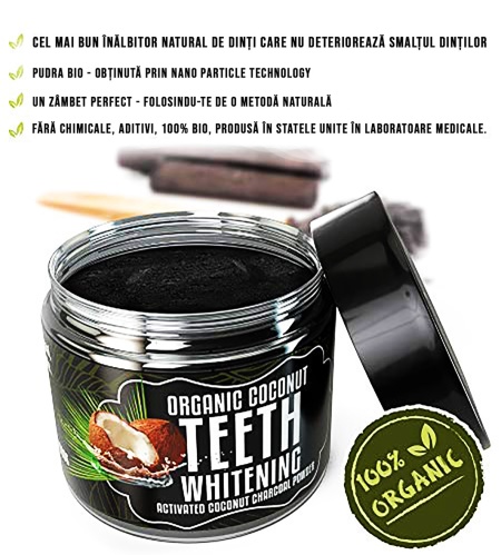 Carbune activ BIO pentru albirea dintilor Odissey Life fabricat in SUA, pudra organica din carbune activ nuca de cocos, 30 g - Img 2