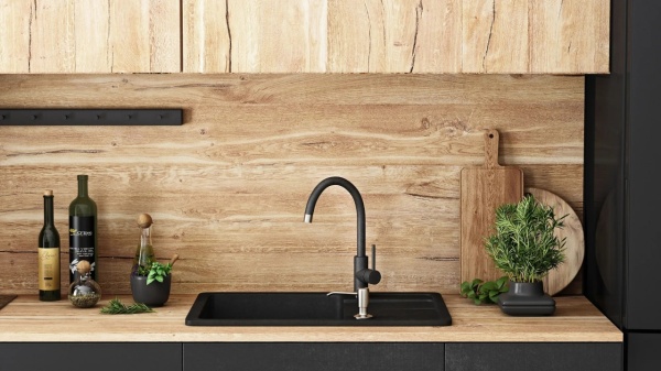 Chiuveta Bucatarie REA NORTH BLACK, Dimensiuni 48.5 x 59.5 x 18 cm, 1 Cuva, Picurator Reversibil, Incastrabila, Forma Dreptunghiulara, Negru - Img 3