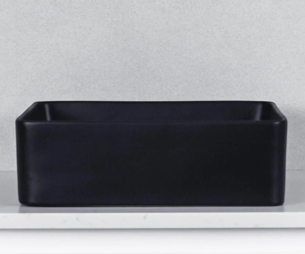 Chiuveta De Blat PRO OSLO, 36x36x 13 Cm, Montaj Pe Blat, Design Deosebit, Forma Dreptunghiulara, Ceramica Sanitara, Negru Mat - Img 4