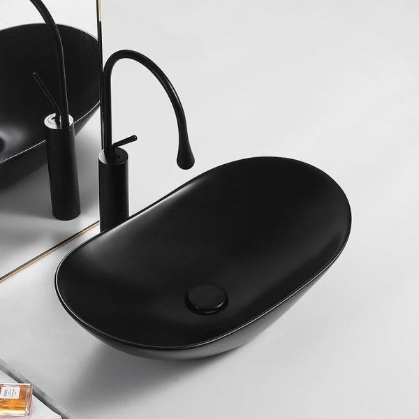 Chiuveta de blat PRO ZUZAN Black, Dimensiuni La Alegere, Ceramica sanitara, Negru Mat/Lucios - Img 2