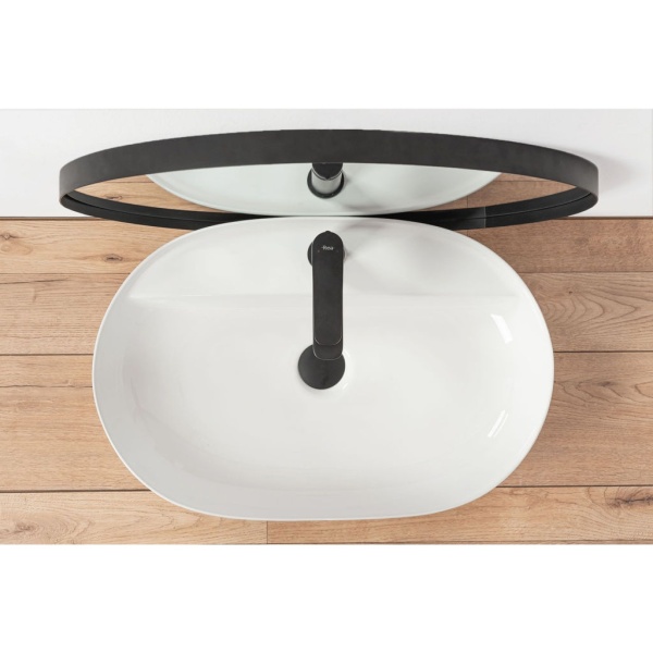 Chiuveta de blat REA AURA, Dimensiuni 60.5cm x 40.5 x 13.5 cm, Ceramica Sanitara, gaura baterie, Alb - Img 5