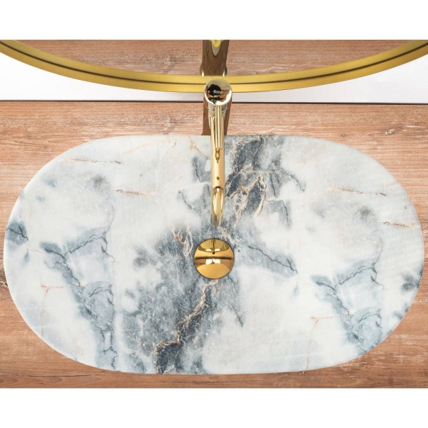 Chiuveta de blat REA ROYAL Granit Shiny, Dimensiuni 60.5 x 36 x 16 cm, Forma Ovala, Ceramica sanitara - Img 4