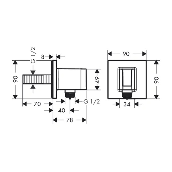 Cot conector cu suport para dus Hansgrohe Fixfit crom lucios - Img 2