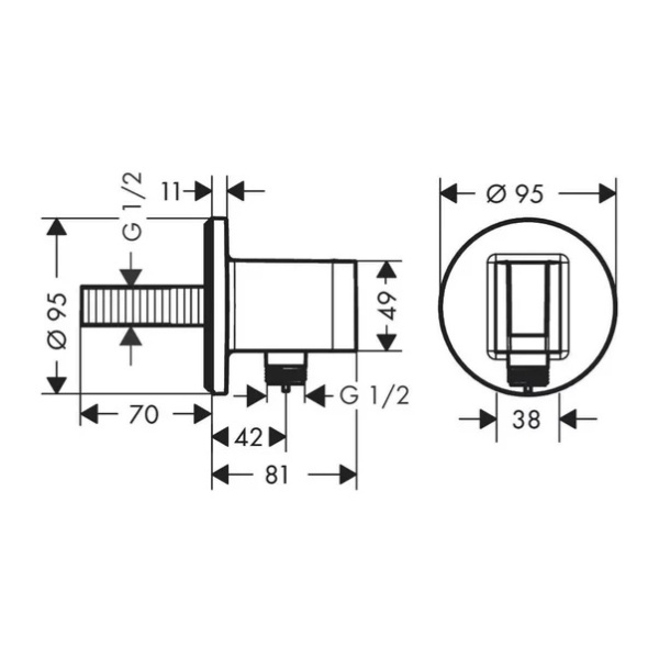Cot conector dus Hansgrohe Fixfit S cu suport para bronz periat - Img 2